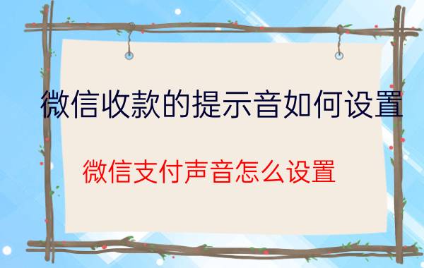 微信收款的提示音如何设置 微信支付声音怎么设置？